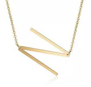 Large Letter "N" 18k Gold Plated Big Initial Name Statement Necklace - Picture 1 of 2