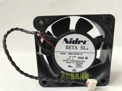 Nidec 6025 D06A-24TS8 01 DC24V 0.15A 6CM 2-Pin Inverter Cooling Fan - Image 1 of 4