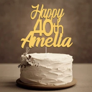 Personalised Happy Birthday Acrylic Cake Topper Custom Colour Any Name & Age - Picture 1 of 10