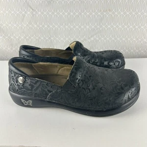 Alegria Clog Shoes Size 7 37 Keli Paisley Embossed Slip On KEL431 Black Leather - Photo 1 sur 9