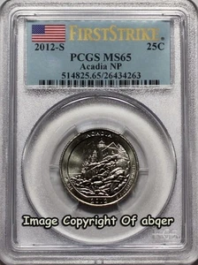 S Acadia Quarter NP 2012 PCGS MS65 First Strike Business Strike San Francisco 65 - Imagen 1 de 1