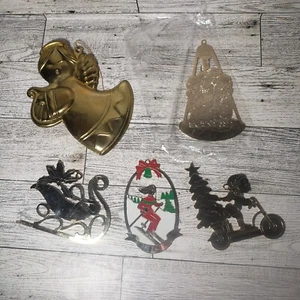 Vintage G. Duchin Messing Weihnachtsschmuck Skifahrer Roller Karolinger Schlitten Engel - Bild 1 von 12