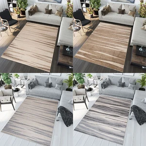 Teppich Kurzflor Modern Design Streifen Beige Grau Verwischt Wohnzimmer ÖKOTEX - Bild 1 von 27