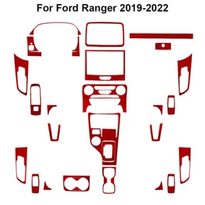 28Pcs Red Carbon Fiber Full Interior Kit Cover Trim For Ford Ranger 2019-2022 - Picture 1 of 17