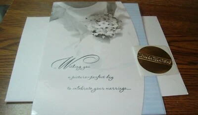 WEDDING Greeting Card " Wishing You " + 1956 UK British Lucky WEDDING SIXPENCE  - Image 1 of 4