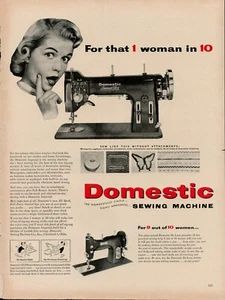 1954 Sewing Machine Domestic Vintage Print Ad 50s Singer Like Cloths Mending - Picture 1 of 9