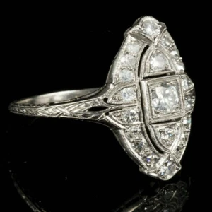 Langer Verlobungsring Ehering 1/2 kt weiß Rundschliff Retro in 925 Sterlingsilber - Bild 1 von 7