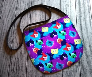 Rainbow Galaxy Cat CrossBody Unisex Bag Purse Tote Festival Handmade to Order - Picture 1 of 4