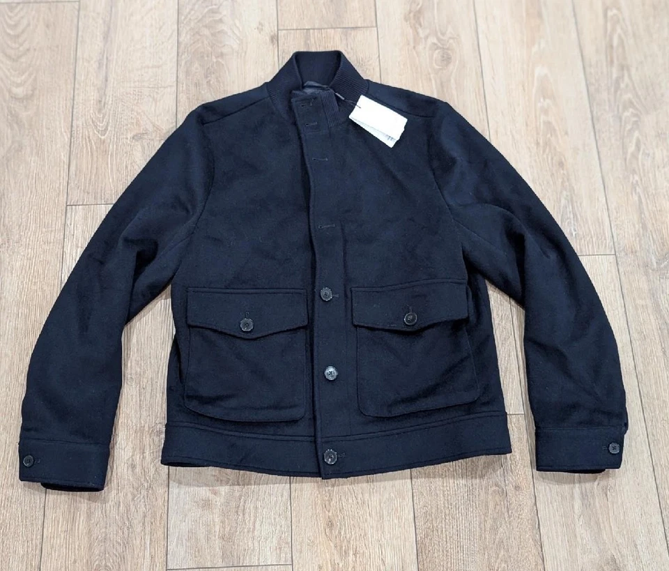 $500 Mens REISS Wool Blend Field Jacket Navy XL - Image 1 of 4