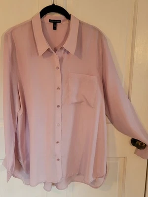 Blusa Eileen Fisher 100% Seda Rosa Suave Cuello Clásico Grande Foto 1 de 4
