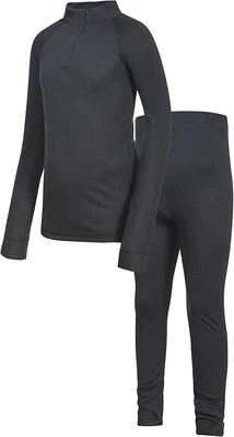 Trespass - Conjunto de capa base acanalada de punto térmico - Negro - Niños 3-4 Foto 1 de 4