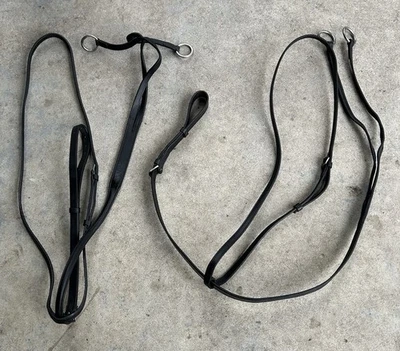 Lot of 2 USED Leather Running Martingales; Black, Full/Standard Size - Image 1 of 3