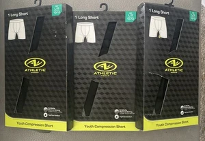 3 Packs Athletic Works Youth Compression Long Short. Large 10-12. Black - Picture 1 of 2