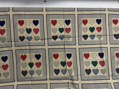 Cheater Quilt Hearts Calico Gingham Blocks, 2 Yds - Image 1 of 2