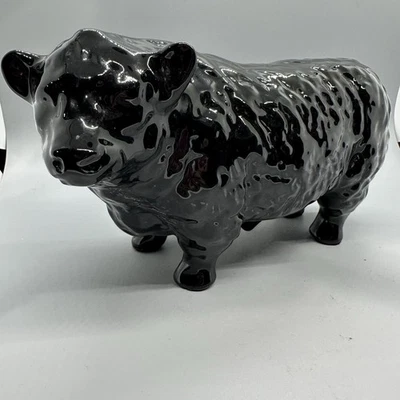 Jarra de whisky Angus Bull Scott negra cerámica tapón usado falta de colección. Foto 1 de 4