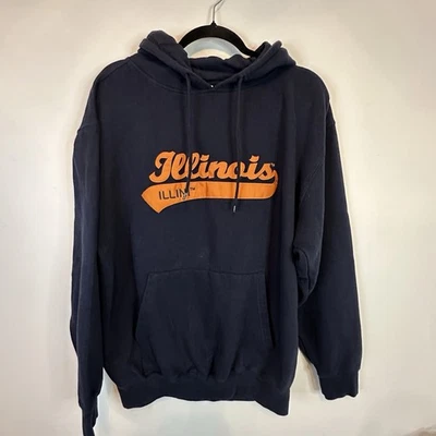 Sudadera con Capucha Universidad de Illinois Para Hombre L Azul Victoria Deportes Años 90 Illini Foto 1 de 3