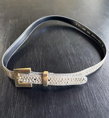 Ремень из натуральной змеиной кожи с золотой пряжкой размер M SHEKA от Faco International серый - Изображение 1 из 4