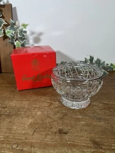 Vintage Royal Brierley English Lead Crystal Rose Bowl In Box Monogrammed KB - Picture 1 of 7