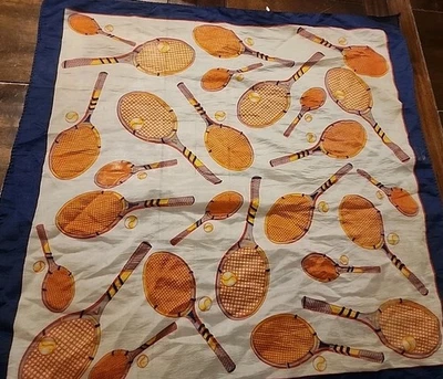 Винтажный теннис квадратный носовой платок носовой платок носовой платок волосы оранжевый 50-х 20 «x 20» - Изображение 1 из 4