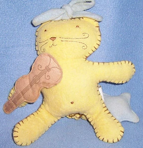 feltro stile MUSICAL NURSERY gattino GATTO peluche Manhattan Baby Co giallo con violino - Foto 1 di 5