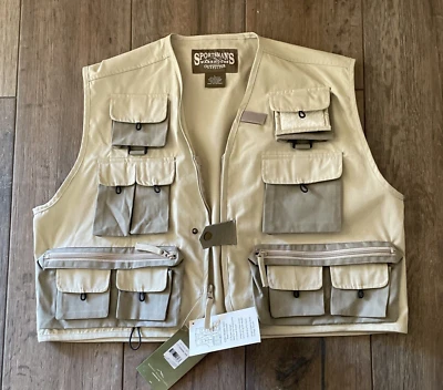 Sportsmans Warehouse Vest Men Lg Tan Multi Pockets Fishing Tactical Hiking NEW - Image 1 of 4