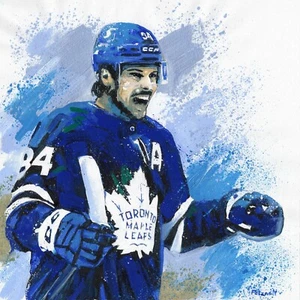 Auston Matthews NHL Maple Leafs Original Acrylic Oil Painting Art By Artist - Picture 1 of 5