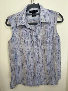 Silkland Sleeveless Silk Mother Of Pearl button Down Collared Shirt - Picture 1 of 11