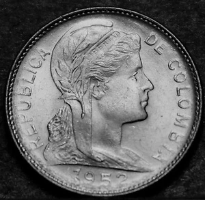 Colombia Centavo, 1952-B Gem Unc~Liberty Head~Over 65 Years Old~1st Year Ever~FS - Picture 1 of 2