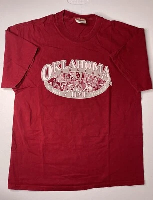 VTG Oklahoma Sooners 7 Time Champions Football T-Shirt Hanes Heavyweight Sz. L - Image 1 of 4