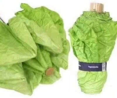 Paraguas aspecto vegetal lechuga verde plegable hecho en Japón Tokio regalo sorpresa Foto 1 de 4