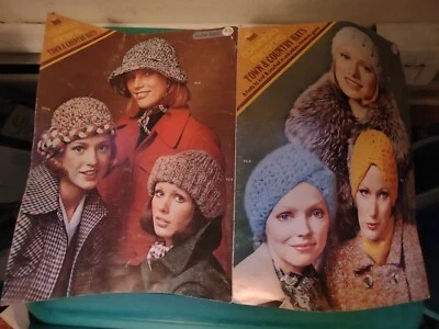 Vintage 1973 Columbia Minerva TOWN & COUNTRY HATS Leaflet 2580 Knit & Crochet  - Image 1 of 4