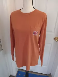 Vineyard Vines T-Shirt Men's Small Orange Football Whale Long Sleeve Casual - Picture 1 of 17