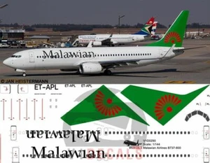 V1 Decals Boeing 737-800 Malawian Airlines for 1/144 Revell Model Airplane Kit - Picture 1 of 8