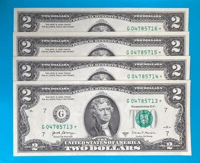 G 04785713 * / 14 / 15 / 16 : $2 Two Dollar Bill Regular Star Note (Chicago/G/7) - Image 1 of 4
