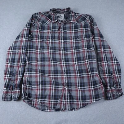 Camisa Express Para Hombres Grande Vaquero Occidental Rodeo Perla Gris A Presión A Cuadros Manga Larga Foto 1 de 4