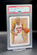 1996-97 Ultra GRANT HILL Rising Stars #4 PSA 8 RARE ERROR - No Foil Black Front