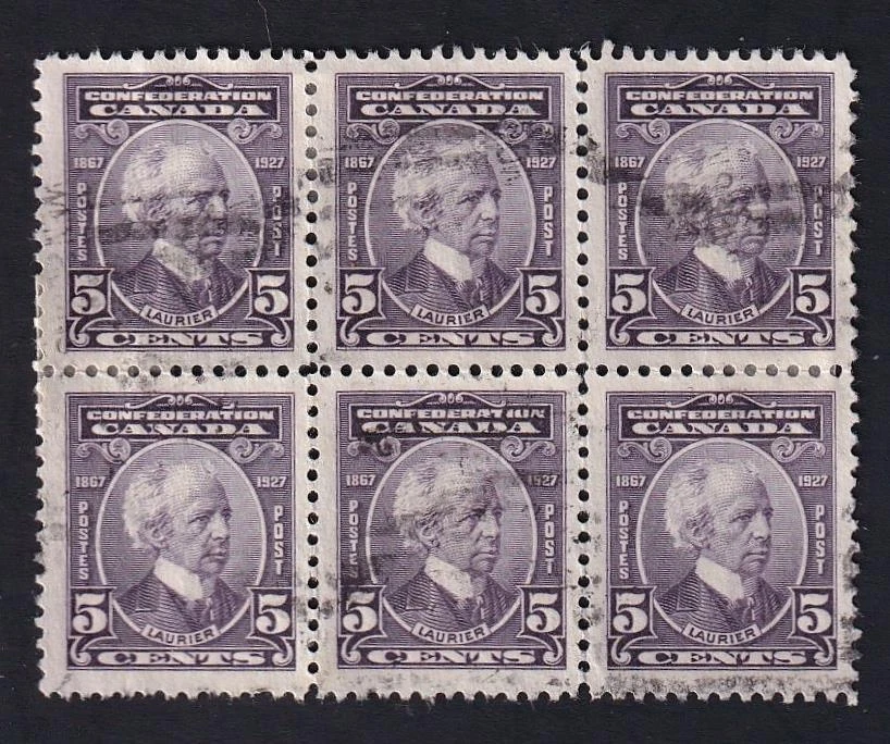 Canada used: 1927 Sir Wilfrid Laurier Confederation 60th Anniv. pane of 6 sc#144 - Image 1 of 1