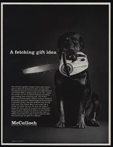1968 ROTTWEILER Dog w/ McCULLOCH Chainsaw In His Mouth VINTAGE ADVERTISEMENT - Picture 1 of 1