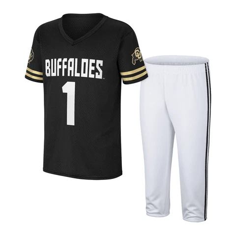 Youth Colosseum Black/White Colorado Buffaloes Football Jersey and Pants Set Cover