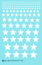 K4 All Scales Water Slide Decals Five Point Stars 1/16 To 1 Inch White