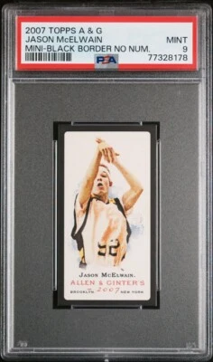 JASON McELWAIN 2007 Topps A & G MINI - BLACK BORDERED NO NUM. PSA 9 MINT - Image 1 of 2