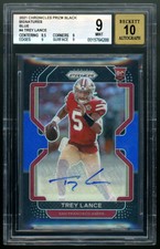 2021 Panini Chronicles Blue Prizm Black Auto Trey Lance /25 PB-4 BGS 9 AUTO 10