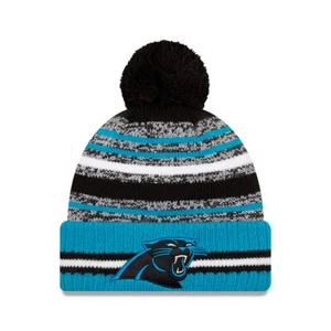 New Era Cap Kid's NFL Carolina Panthers Sideline Winter Knit Bobble Beanie Hat - Picture 1 of 1