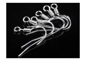 Pendiente de plata estampada 925 ganchos para peces alambres para orejas hallazgos - Imagen 1 de 1