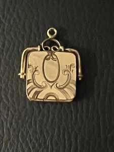 Antique Victorian Square Gold Filled Etched Pendant For Two Photos - Picture 1 of 5