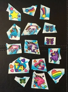 Vintage 1989 Lisa Frank Single Stickers S123 Unicorns Rainbows Butterflies Heart - Picture 1 of 3