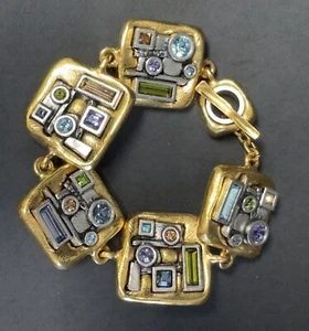 Vintage Patricia Locke Signed Gold Tone NWOT Multi-Stone Parure Bracelet 2013 - Picture 1 of 9
