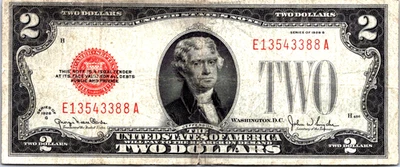 1928-G $2 "SELLO ROJO" (SERIE DE LUJO # 13543388A) Licitación legal multa-Fr. 1508 Foto 1 de 3