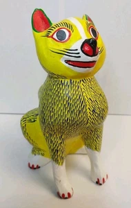 Santiago San Martin Tiicasete Carved Wood Yellow Fox by Margarito Meichor 5"× 5" - Picture 1 of 23