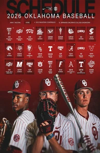 Oklahoma Sooners Baseball 2026 Spielplan Poster 11 x 17 Zoll Oklahoma Baseball - Bild 1 von 3